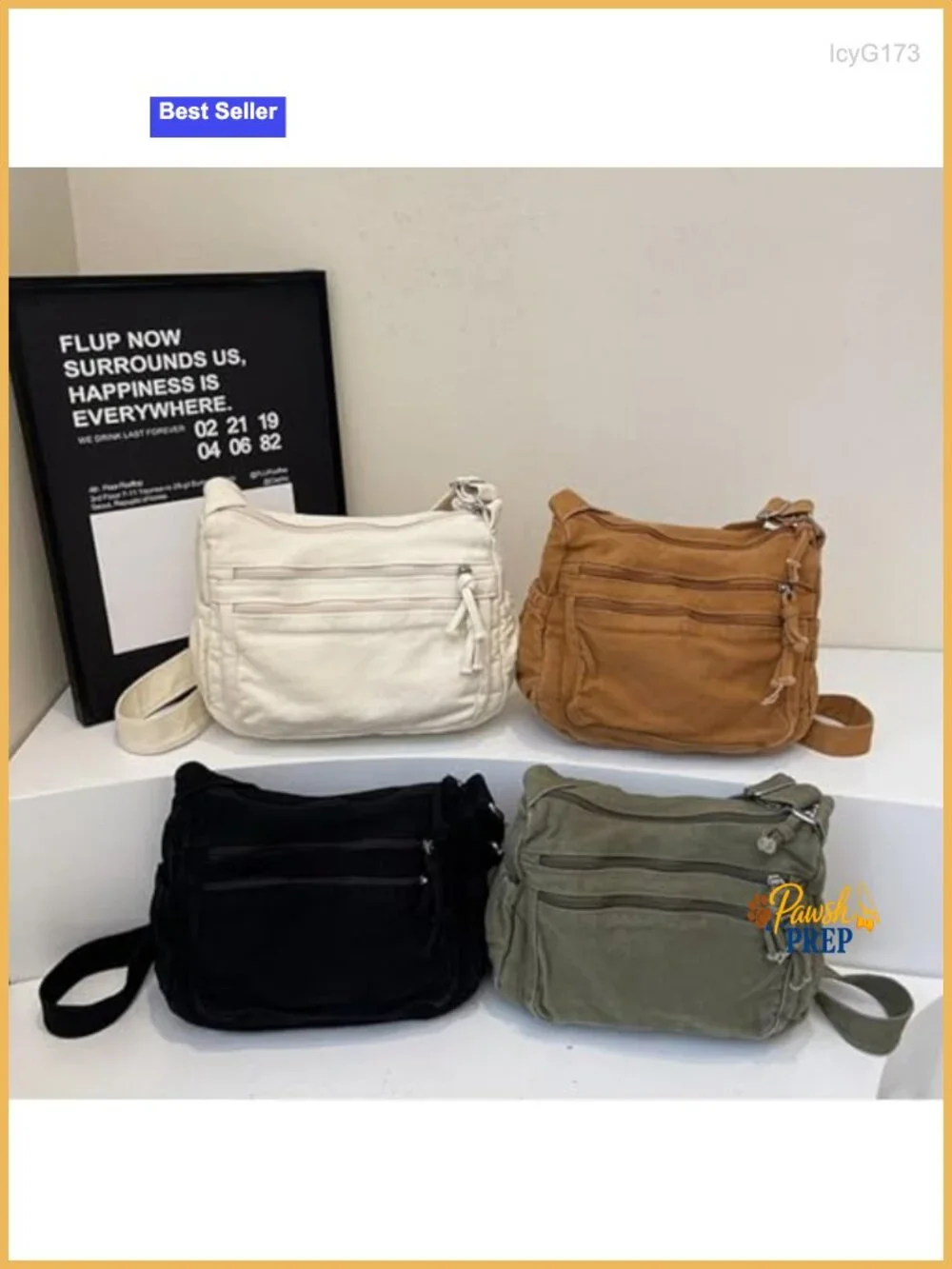 Canvas Messenger Bag Crossbody Satchel Hobo Multiple Pockets Womens Denim